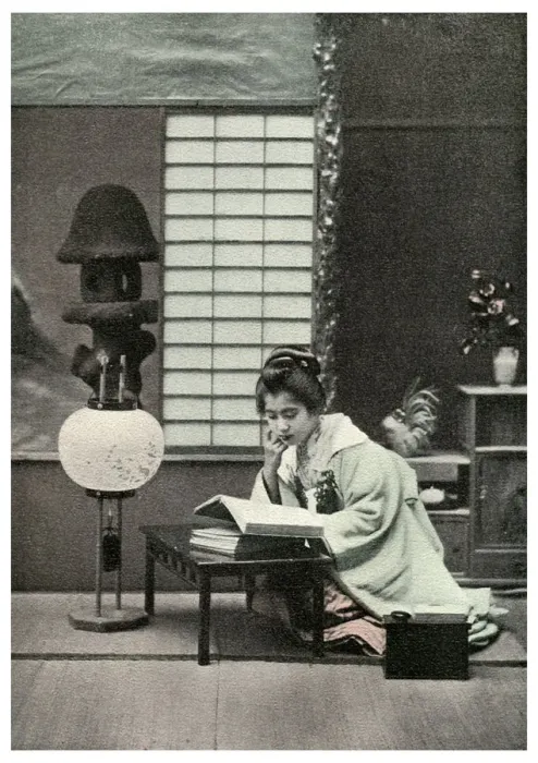 Framed Print : A Fair Student, Japan, 1904 Framed Print : A Fair Student, Japan, 1904