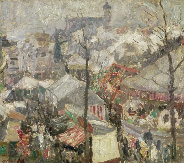 Framed Print : Fair at Vrijdagmarkt in Ghent, 1907. Creator: Gustave De Smet Framed Print : Fair at Vrijdagmarkt in Ghent, 1907. Creator: Gustave De Smet