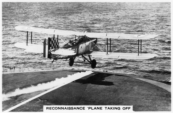 Fairey III F reconnaissance plane taking of from the aircraft carrier HMS Courageous, 1937