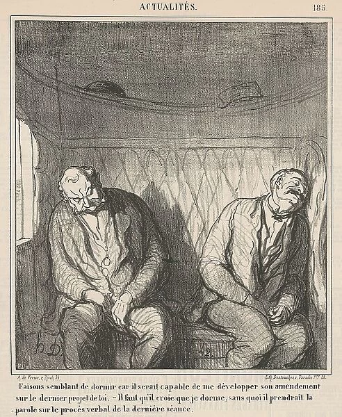 Faisons semblant de dormir... 19th century. Creator: Honore Daumier
