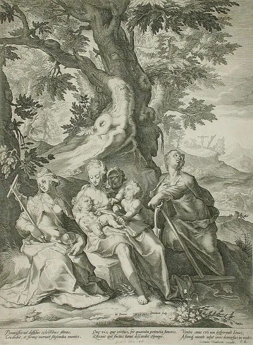 Framed Print : Faith, Hope, and Charity, 1590. Creator: Jacob Matham Framed Print : Faith, Hope, and Charity, 1590. Creator: Jacob Matham
