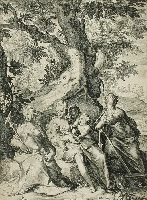 Framed Print : Faith, Hope, and Charity, 1590. Creator: Jacob Matham Framed Print : Faith, Hope, and Charity, 1590. Creator: Jacob Matham