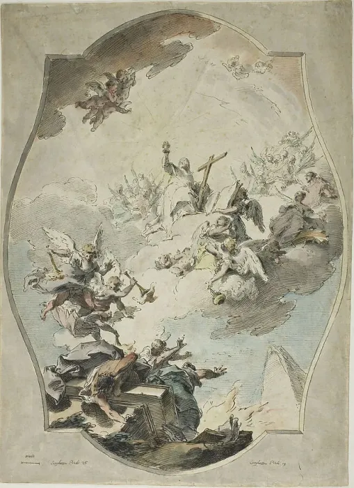 Framed Print : Faith Overcoming Heresy (recto); Tracing after Faith Overcoming Heresy (verso), 1779 / 91. Creator: Pietro Antonio Novelli Framed Print : Faith Overcoming Heresy (recto); Tracing after Faith Overcoming Heresy (verso), 1779 / 91. Creator: Pietro Antonio Novelli