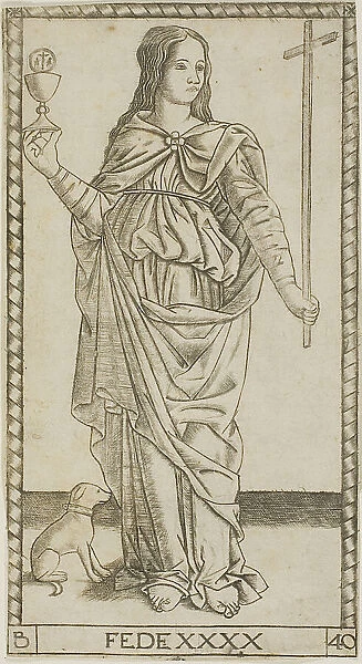 Faith, plate 40 from Genii and Virtues, 1470 / 80. Creator: Master of the S-Series Tarocchi