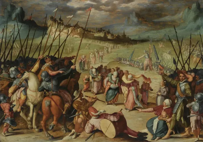 Framed Print : The faithful wives of Weinsberg. Artist: Swanenburg, Isaac Claesz. van (1537-1614) Framed Print : The faithful wives of Weinsberg. Artist: Swanenburg, Isaac Claesz. van (1537-1614)