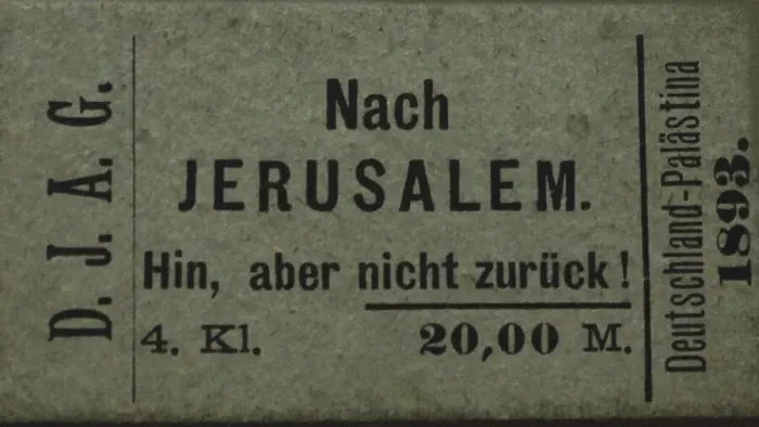 Framed Print : Fake train ticket with the imprint To Jerusalem - there, but not back!, 1893 Framed Print : Fake train ticket with the imprint To Jerusalem - there, but not back!, 1893