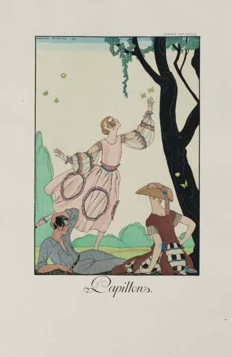 Framed Print : Falbalas et fanfreluches: Papillons, 1921. Creator: Barbier, George (1882-1932) Framed Print : Falbalas et fanfreluches: Papillons, 1921. Creator: Barbier, George (1882-1932)