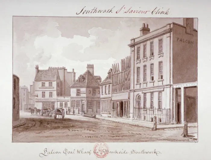 Framed Print : Falcon Coal Wharf, Bankside, Southwark, London, 1827. Artist: John Chessell Buckler Framed Print : Falcon Coal Wharf, Bankside, Southwark, London, 1827. Artist: John Chessell Buckler