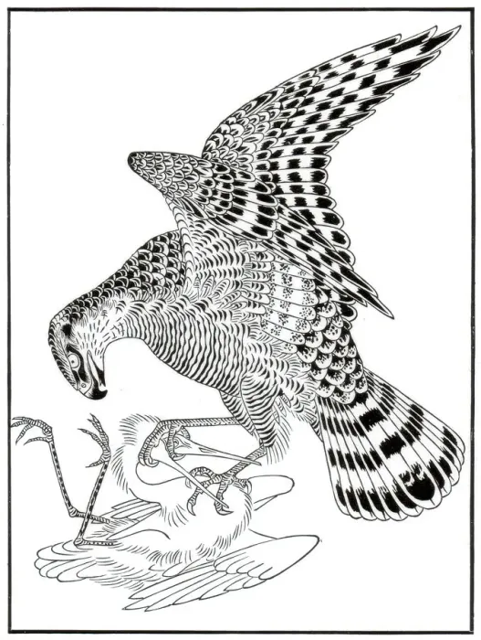 Framed Print : Falcon and egret, 16th century (1886) Framed Print : Falcon and egret, 16th century (1886)