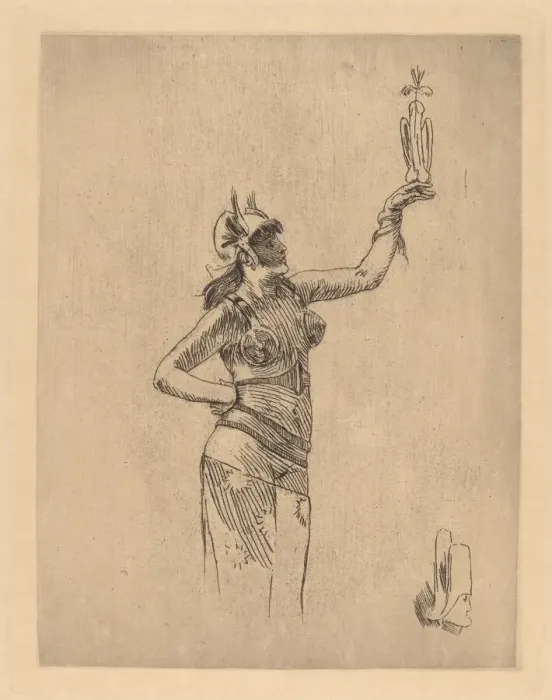 Framed Print : The Falconer (La fauconniere). Creator: Felicien Rops Framed Print : The Falconer (La fauconniere). Creator: Felicien Rops