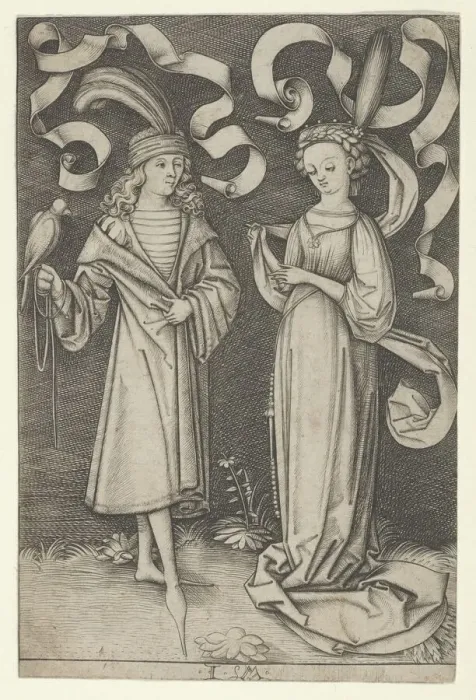 Framed Print : The Falconer and the Lady, from the series Scenes of Daily Life, ca. 1495 Framed Print : The Falconer and the Lady, from the series Scenes of Daily Life, ca. 1495