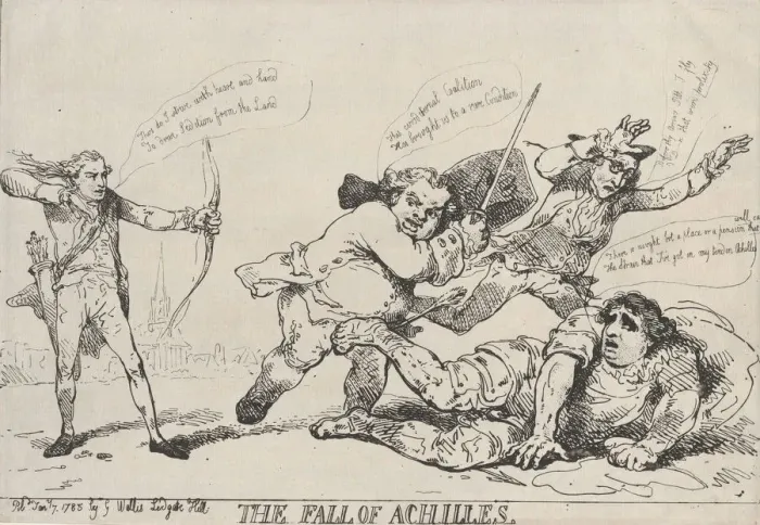 Framed Print : The Fall of Achilles, January 7, 1785. January 7, 1785. Creator: Thomas Rowlandson Framed Print : The Fall of Achilles, January 7, 1785. January 7, 1785. Creator: Thomas Rowlandson