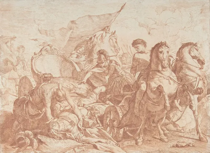 Framed Print : Fall of Antiochus From His Chariot, 18th century. 18th century Framed Print : Fall of Antiochus From His Chariot, 18th century. 18th century