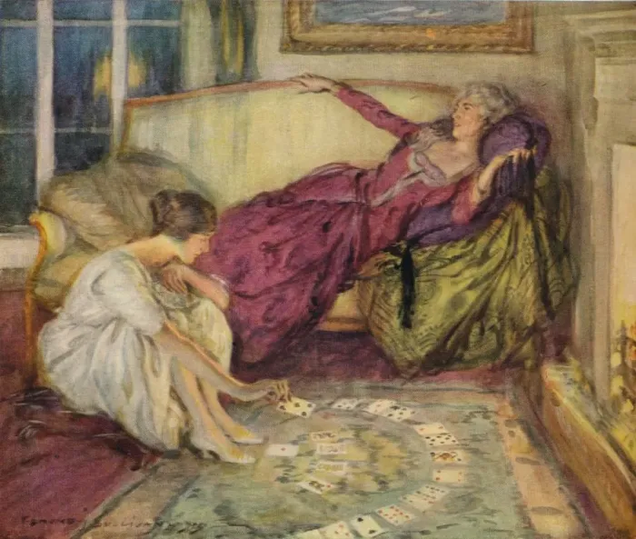 Framed Print : The Fall of the Card, c1889-1924, (1924). Artist: Edmund Joseph Sullivan Framed Print : The Fall of the Card, c1889-1924, (1924). Artist: Edmund Joseph Sullivan