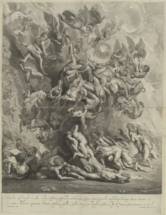 Framed Print : Fall of the Damned, 1642. Creator: Jonas Suyderhoef Framed Print : Fall of the Damned, 1642. Creator: Jonas Suyderhoef
