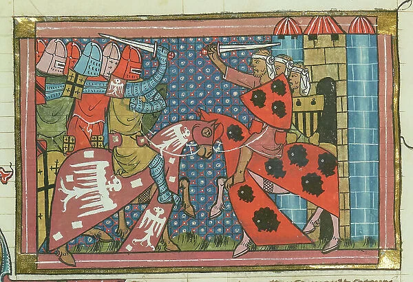 The Fall of Edessa, 1144 (From 'Li rommans de Godefroy de Buillon et de Salehadin'), 1337. Creator: Maître de Fauvel (active 1314-1340). The Fall of Edessa, 1144 (From 'Li rommans de Godefroy de Buillon et de Salehadin'), 1337