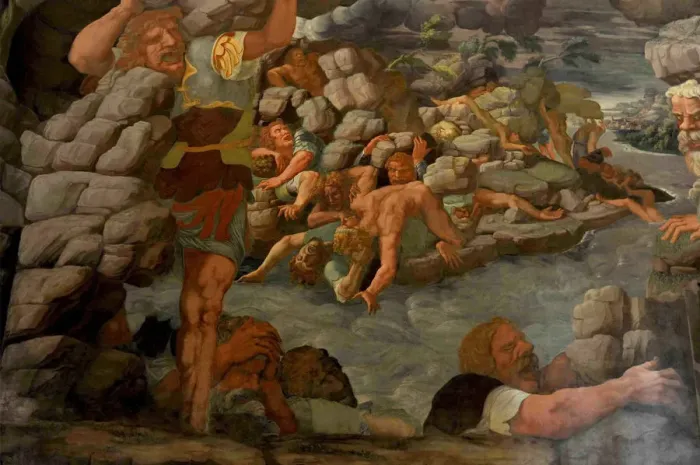 Framed Print : The Fall of the Giants (Sala dei Giganti), 1536. Artist: Romano, Giulio (1499-1546) Framed Print : The Fall of the Giants (Sala dei Giganti), 1536. Artist: Romano, Giulio (1499-1546)