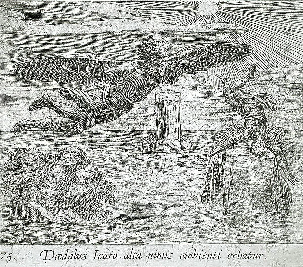 The Fall of Icarus, published 1606. Creators: Antonio Tempesta, Wilhelm Janson