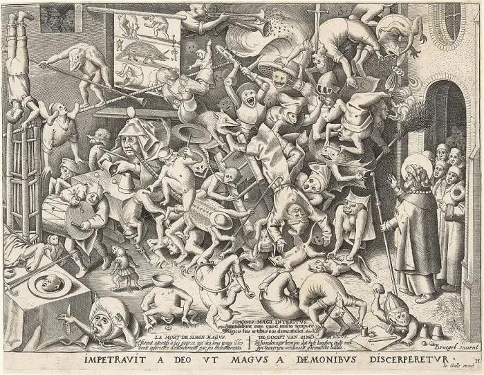 Framed Print : The Fall of the Magician Hermogenes (After Pieter Brueghel I), 1565. Creator: Heyden, Pieter, van der (1538-1572) Framed Print : The Fall of the Magician Hermogenes (After Pieter Brueghel I), 1565. Creator: Heyden, Pieter, van der (1538-1572)