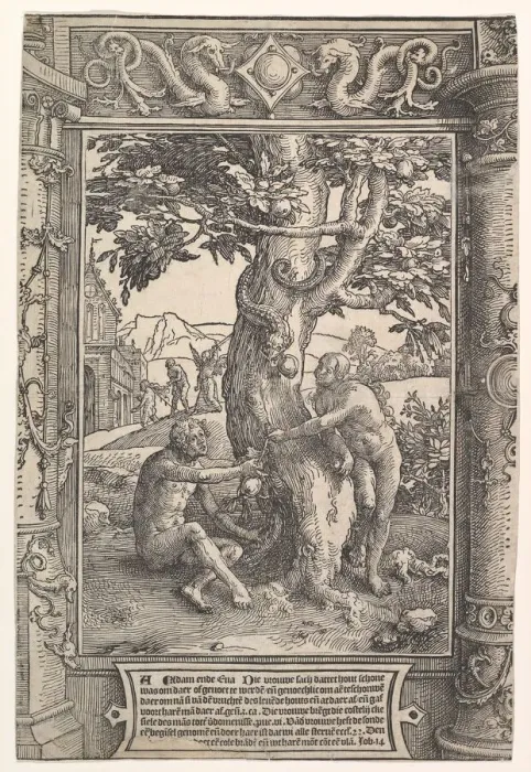 Framed Print : The Fall of Man, ca. 1517. Creator: Lucas van Leyden Framed Print : The Fall of Man, ca. 1517. Creator: Lucas van Leyden