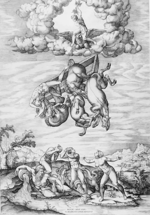 Framed Print : The Fall of Phaeton, 1540-66. 1540-66. Creator: Nicolas Beatrizet Framed Print : The Fall of Phaeton, 1540-66. 1540-66. Creator: Nicolas Beatrizet