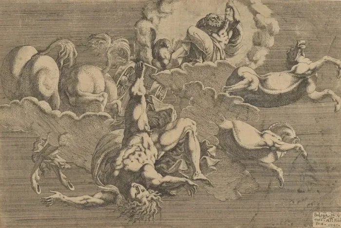 Framed Print : The Fall of Phaeton, 1545. Creator: Antonio Fantuzzi Framed Print : The Fall of Phaeton, 1545. Creator: Antonio Fantuzzi