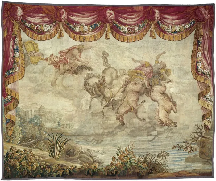 Framed Print : The Fall of Phaeton, Aubusson, after 1776. Creator: Manufacture royale d Aubusson Framed Print : The Fall of Phaeton, Aubusson, after 1776. Creator: Manufacture royale d Aubusson