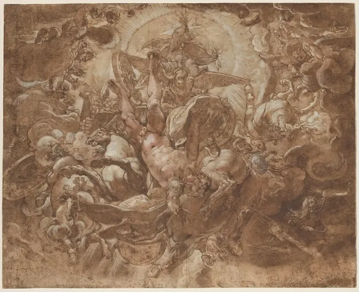 Framed Print : The Fall of Phaeton, c. 1591. Creator: Joseph Heintz the Elder Framed Print : The Fall of Phaeton, c. 1591. Creator: Joseph Heintz the Elder