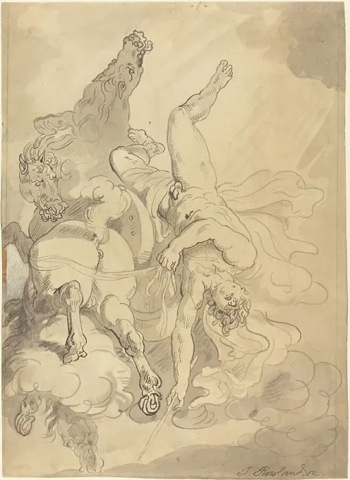 Framed Print : The Fall of Phaeton. Creator: Thomas Rowlandson Framed Print : The Fall of Phaeton. Creator: Thomas Rowlandson