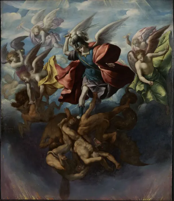 Framed Print : The Fall of the Rebel Angels, c. 1650. Creator: Lopez de Arteaga, Sebastian (1610-1652) Framed Print : The Fall of the Rebel Angels, c. 1650. Creator: Lopez de Arteaga, Sebastian (1610-1652)