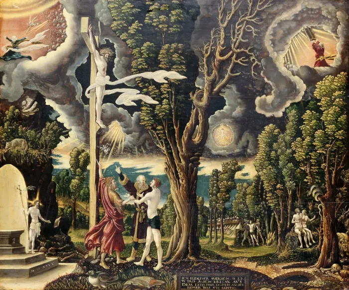 Framed Print : Fall and Redemption, 1535. Artist: Lemberger, Georg (ca 1490?1500-ca 1540 / 45) Framed Print : Fall and Redemption, 1535. Artist: Lemberger, Georg (ca 1490?1500-ca 1540 / 45)