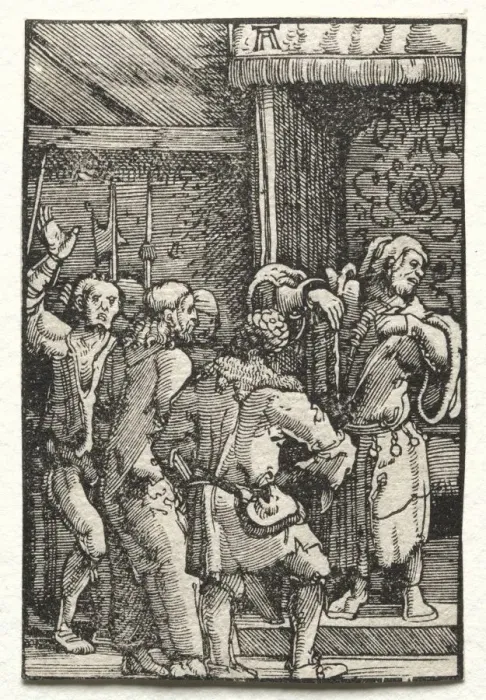 Framed Print : The Fall and Redemption of Man: Christ before Caiaphas, c. 1515. Creator: Albrecht Altdorfer Framed Print : The Fall and Redemption of Man: Christ before Caiaphas, c. 1515. Creator: Albrecht Altdorfer