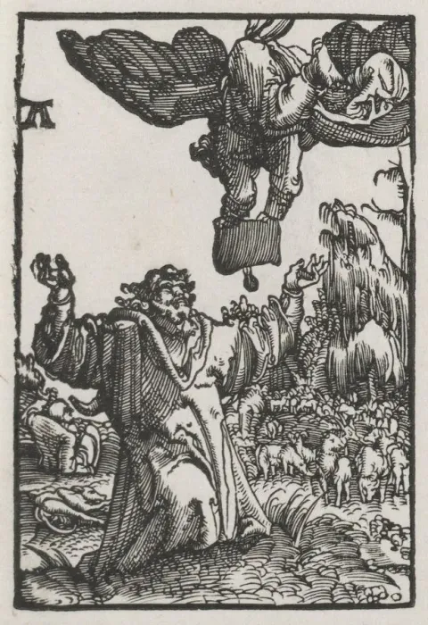 Framed Print : The Fall and Redemption of Man: The Message of the Angel to Joachim, 1515. Creator Framed Print : The Fall and Redemption of Man: The Message of the Angel to Joachim, 1515. Creator