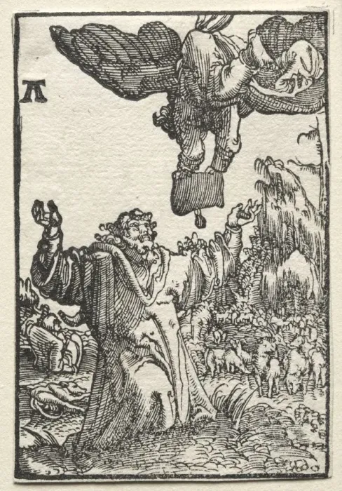 Framed Print : The Fall and Redemption of Man: The Message of the Angel to Joachim, c. 1515. Creator Framed Print : The Fall and Redemption of Man: The Message of the Angel to Joachim, c. 1515. Creator