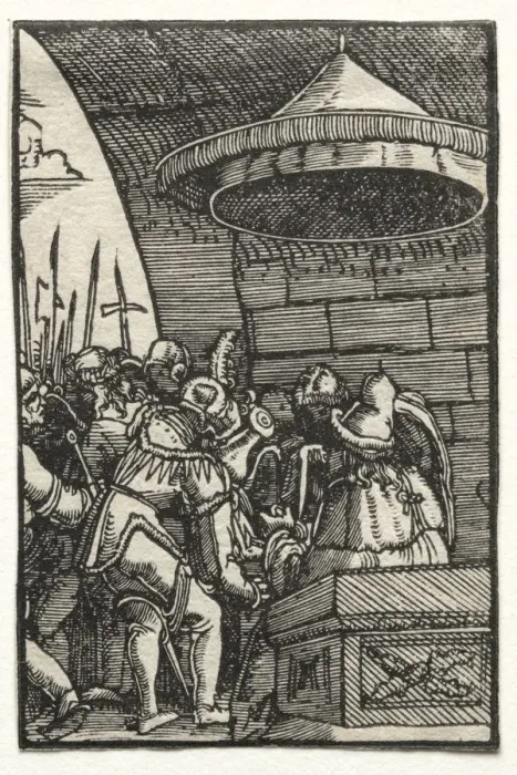 Framed Print : The Fall and Redemption of Man: Pilate Washing His Hands, c. 1515. Creator: Albrecht Altdorfer