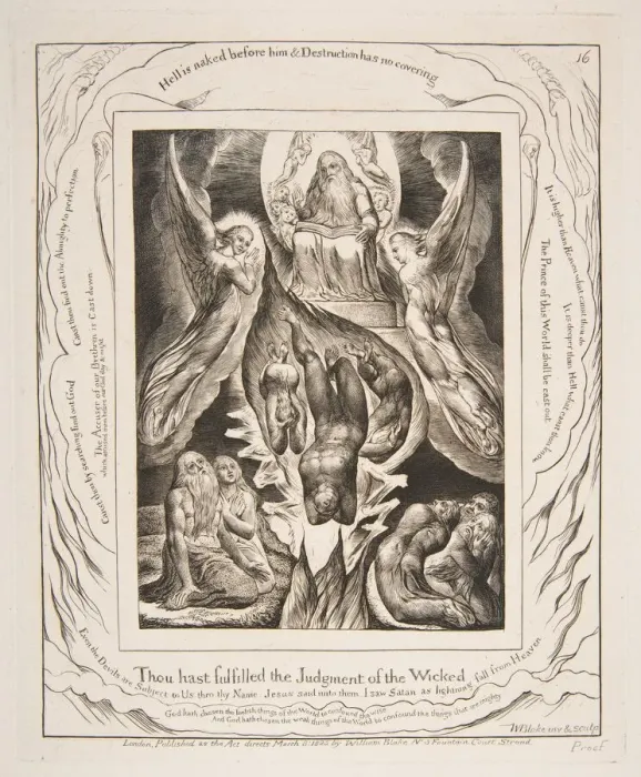 Framed Print : The Fall of Satan, from Illustrations of the Book of Job, 1825-26. Creator: William Blake Framed Print : The Fall of Satan, from Illustrations of the Book of Job, 1825-26. Creator: William Blake