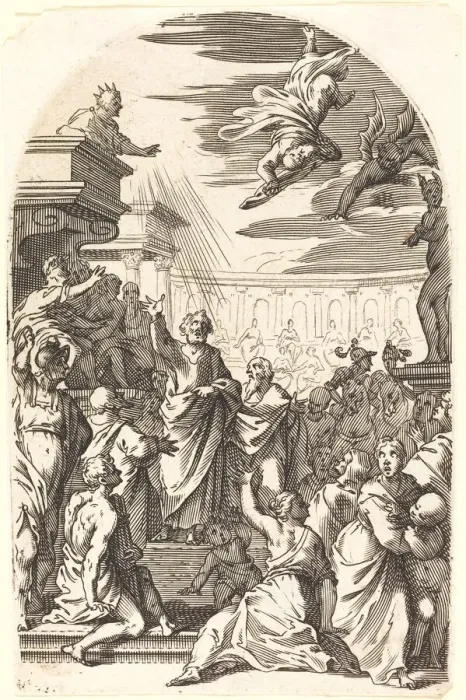 Framed Print : Fall of Simon the Magician, 1608 / 1611. Creator: Jacques Callot Framed Print : Fall of Simon the Magician, 1608 / 1611. Creator: Jacques Callot