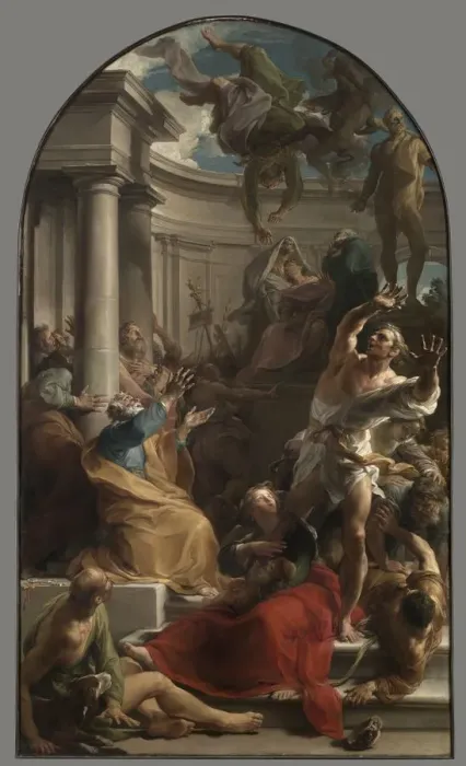 Framed Print : The Fall of Simon Magus, c. 1745- 1750. Creator: Pompeo Batoni (Italian, 1708-1787), studio of Framed Print : The Fall of Simon Magus, c. 1745- 1750. Creator: Pompeo Batoni (Italian, 1708-1787), studio of
