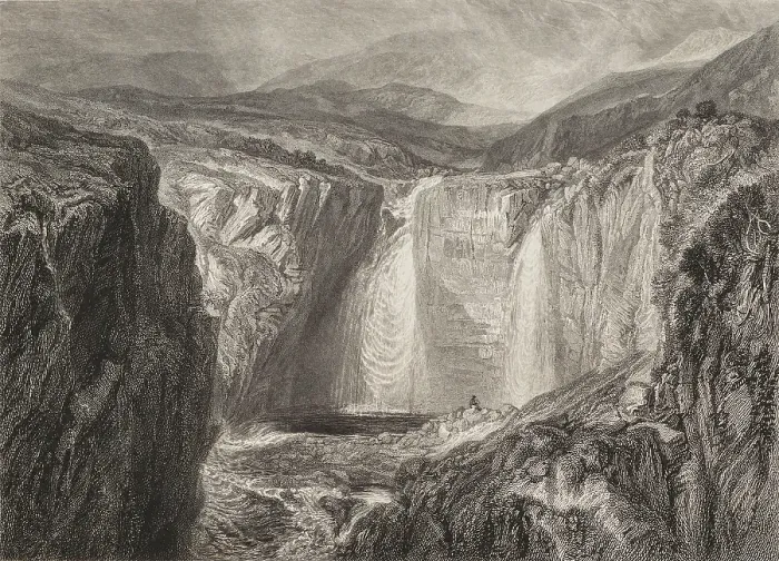 Framed Print : Fall of the Tees, Yorkshire, 1827. Creator: Edward Goodall Framed Print : Fall of the Tees, Yorkshire, 1827. Creator: Edward Goodall