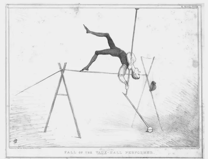 Framed Print : Fall of the Vaux-Hall Performer, 1834. Creator: John Doyle Framed Print : Fall of the Vaux-Hall Performer, 1834. Creator: John Doyle