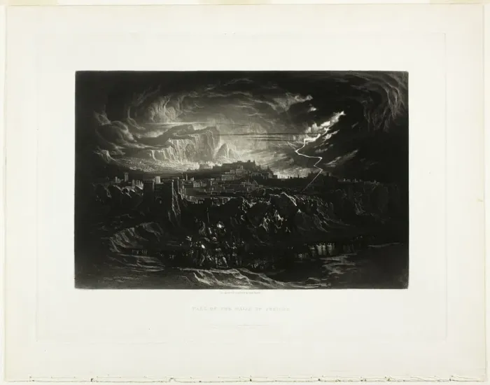 Framed Print : Fall of the Walls of Jericho, from Illustrations of the Bible, 1834. Creator: John Martin Framed Print : Fall of the Walls of Jericho, from Illustrations of the Bible, 1834. Creator: John Martin