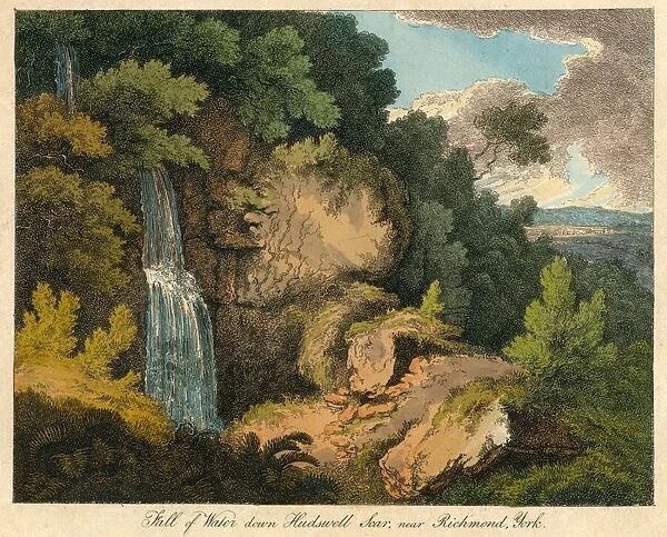 Fall of Water down Hudswell Scar, near Richmond, York, 19th century? Creator: Unknown