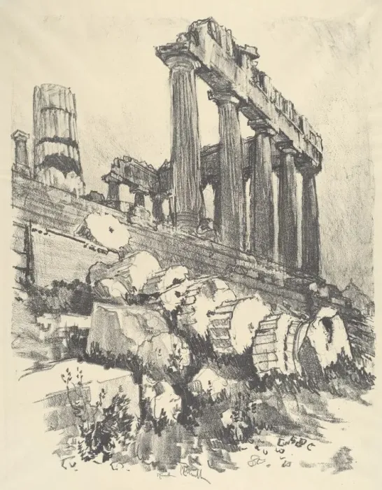 Framed Print : The Fallen Column, Athens, 1913. Creator: Joseph Pennell Framed Print : The Fallen Column, Athens, 1913. Creator: Joseph Pennell