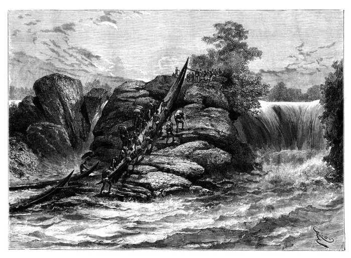 Framed Print : Falls at Booue, L Ogooue, Gabon, 19th century. Artist: Coffinieres de Nordeck Framed Print : Falls at Booue, L Ogooue, Gabon, 19th century. Artist: Coffinieres de Nordeck