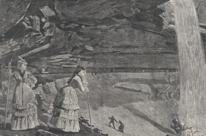 Framed Print : Under the Falls, Catskill Mountains (Harpers Weekly, Vol. XVI), September 14, 1878 Framed Print : Under the Falls, Catskill Mountains (Harpers Weekly, Vol. XVI), September 14, 1878