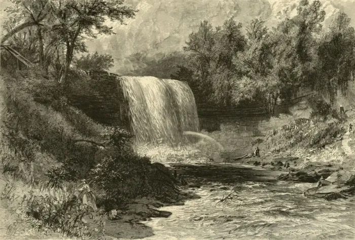 Framed Print : Falls of Minnehaha, 1874. Creator: Alfred Waud Framed Print : Falls of Minnehaha, 1874. Creator: Alfred Waud