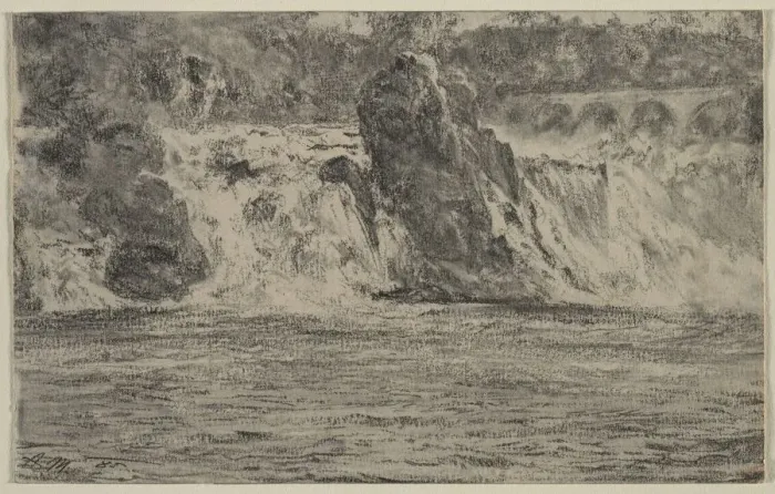 Framed Print : Falls of the Rhine at Schaffhausen (Rheinfall von Schaffhausen), 1885. Creator: Adolph von Menzel Framed Print : Falls of the Rhine at Schaffhausen (Rheinfall von Schaffhausen), 1885. Creator: Adolph von Menzel