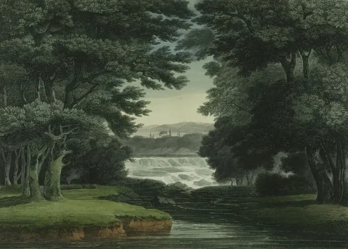 Framed Print : Falls of St. Anthony on the Mississippi, plate seven of the first number of Picturesque... 1819 / 21. Creator: John Hill Framed Print : Falls of St. Anthony on the Mississippi, plate seven of the first number of Picturesque... 1819 / 21. Creator: John Hill