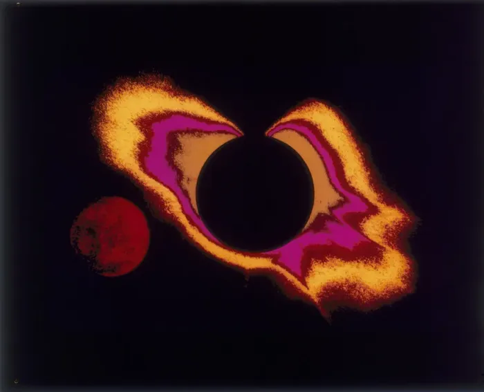 Framed Print : False colour photograph of the sun and the moon, c1970s Framed Print : False colour photograph of the sun and the moon, c1970s