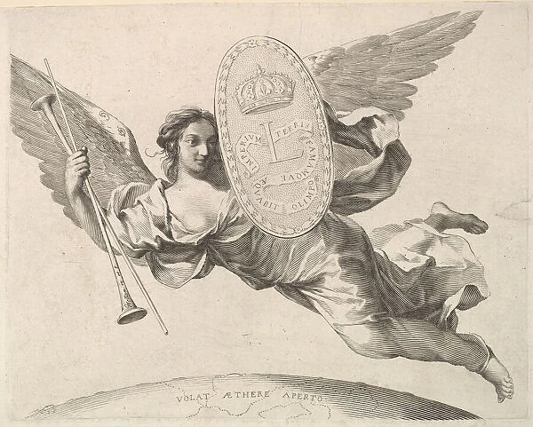 Fame Bearing a Shield with the Initial of Louis XIV (La Renommee volant)